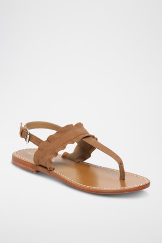 Sandales en cuir de chèvre nubuck Mireval - Camel