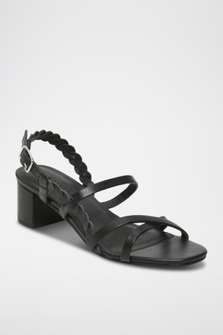 Sandales à talons en cuir de mouton nappa Clarkia - Noir