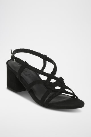 Sandales à talons en cuir de chèvre nubuck Nemesia - Noir