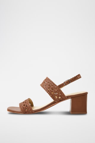 Sandales à talons en cuir de chèvre Gracy - Marron