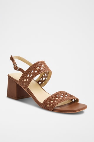 Sandales à talons en cuir de chèvre Gracy - Marron