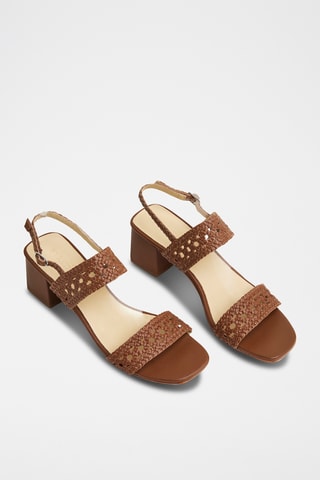 Sandales à talons en cuir de chèvre Gracy - Marron