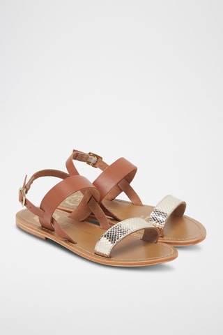 Sandales en cuir Bronx - Marron et doré