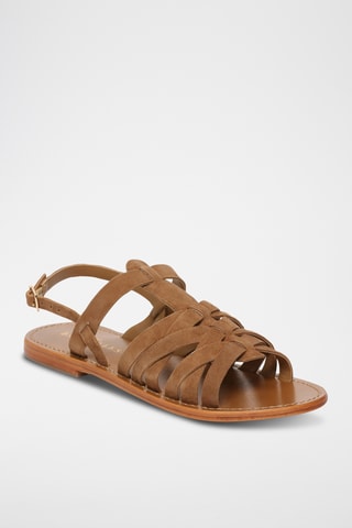Sandales en cuir de chèvre nubuck Caroline - Camel