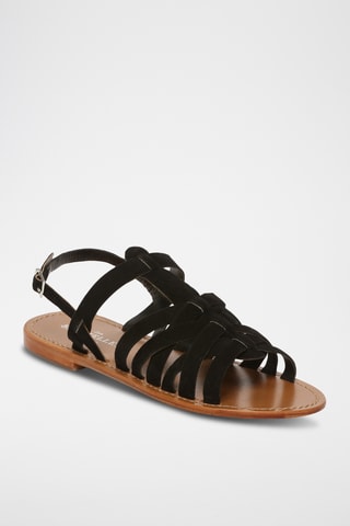 Sandales en cuir de chèvre nubuck Caroline - Noir