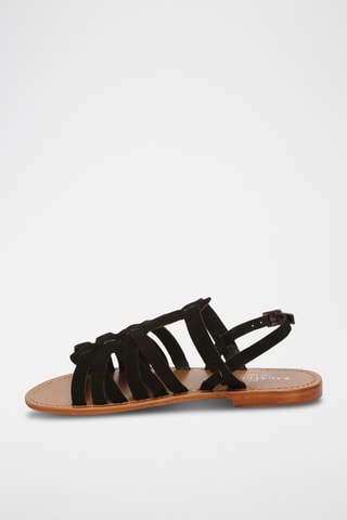 Sandales en cuir de chèvre nubuck Caroline - Noir