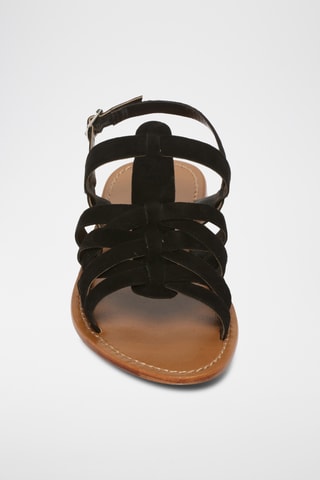 Sandales en cuir de chèvre nubuck Caroline - Noir