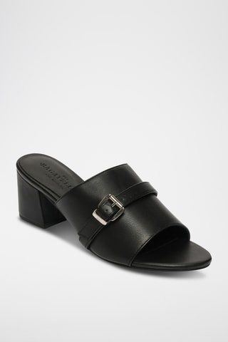 Mules à talons en cuir de mouton nappa Xerra - Noir