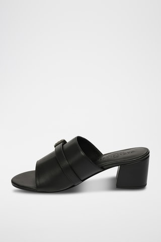 Mules à talons en cuir de mouton nappa Xerra - Noir