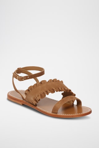 Sandales en cuir de chèvre nubuck Amara - Camel
