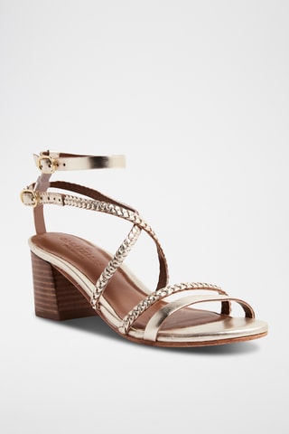 Sandales à talons en cuir de chèvre Gentry - Doré