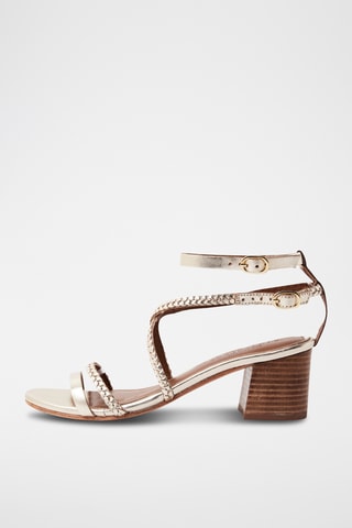 Sandales à talons en cuir de chèvre Gentry - Doré