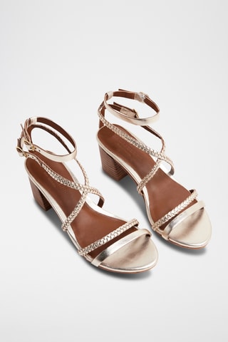 Sandales à talons en cuir de chèvre Gentry - Doré