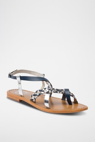 Sandales en cuir Miserere - Bleu marine et argenté