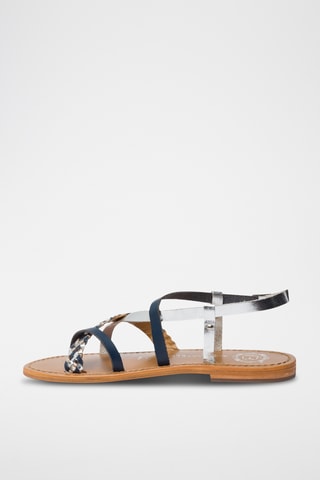 Sandales en cuir Miserere - Bleu marine et argenté