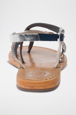 Sandales en cuir Miserere - Bleu marine et argenté