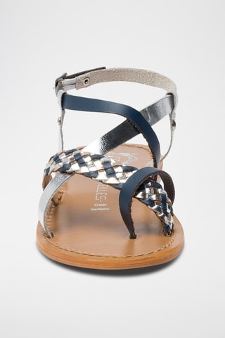 Sandales en cuir Miserere - Bleu marine et argenté