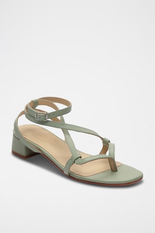Sandales à talons en cuir de mouton nappa Halona - Vert clair