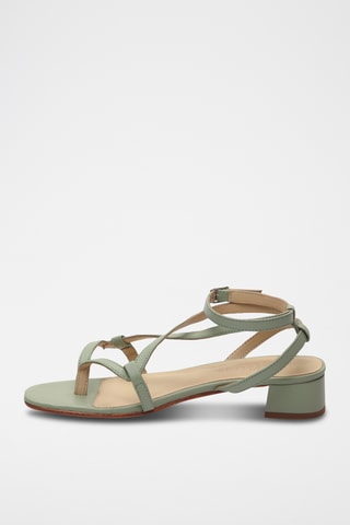 Sandales à talons en cuir de mouton nappa Halona - Vert clair