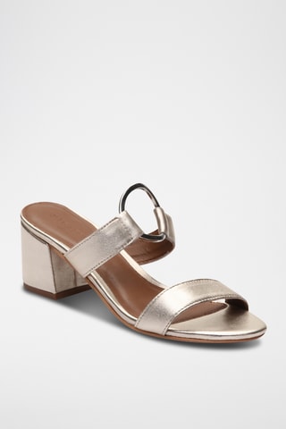 Mules à talons en cuir nappa Jolan - Doré