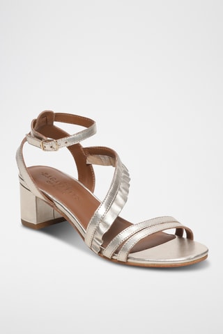 Sandales à talons en cuir de chèvre Dyani - Doré