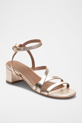 Sandales à talons en cuir Gisselle - Doré