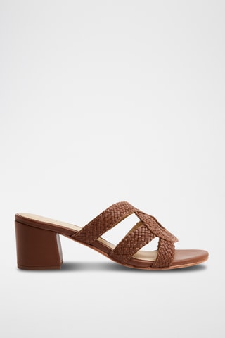 Mules à talons en cuir de chèvre Gurnoor - Camel