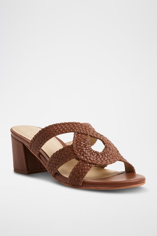 Mules à talons en cuir de chèvre Gurnoor - Camel