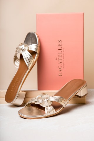 Mules à talons en cuir de chèvre Gifi - Doré