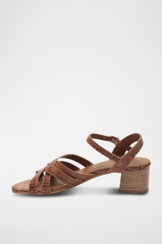 Sandales à talons en cuir de chèvre Uma - Marron