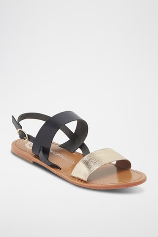 Sandales en cuir Bronx - Noir et doré