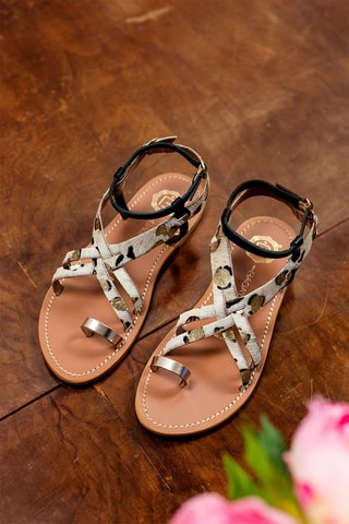 Sandales en cuir Fennel - Beige et doré