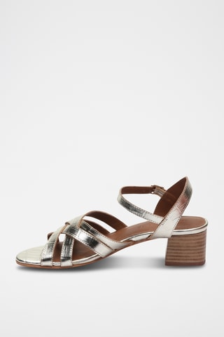 Sandales à talons en cuir de chèvre Uma - Doré