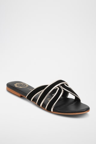 Mules en cuir Myrtice - Doré et noir