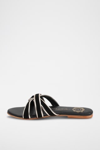 Mules en cuir Myrtice - Doré et noir