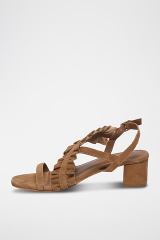 Sandales à talons en cuir de chèvre nubuck Monarda - Camel