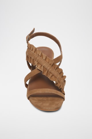 Sandales à talons en cuir de chèvre nubuck Monarda - Camel