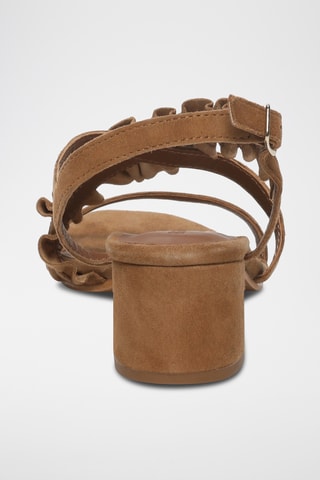 Sandales à talons en cuir de chèvre nubuck Monarda - Camel