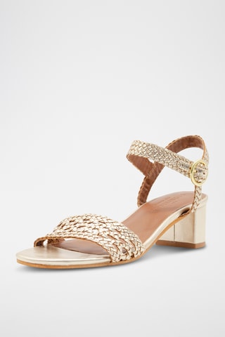 Sandales à talons en cuir de chèvre Phibi - Doré