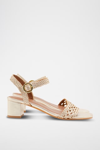 Sandales à talons en cuir de chèvre Phibi - Doré