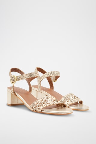 Sandales à talons en cuir de chèvre Phibi - Doré