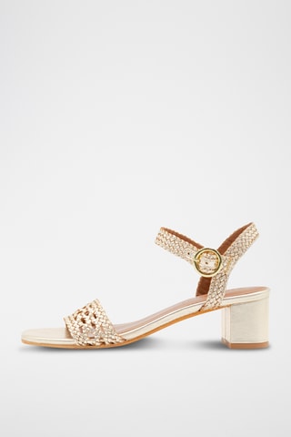 Sandales à talons en cuir de chèvre Phibi - Doré