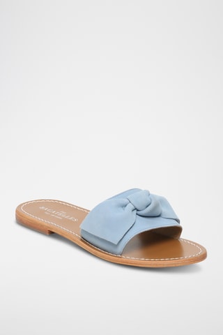Mules en cuir de chèvre nubuck Westchester - Bleu clair