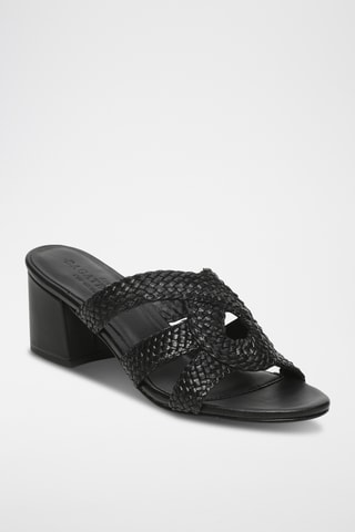 Mules à talons en cuir de chèvre Gurnoor - Noir