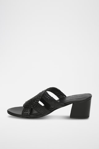 Mules à talons en cuir de chèvre Gurnoor - Noir