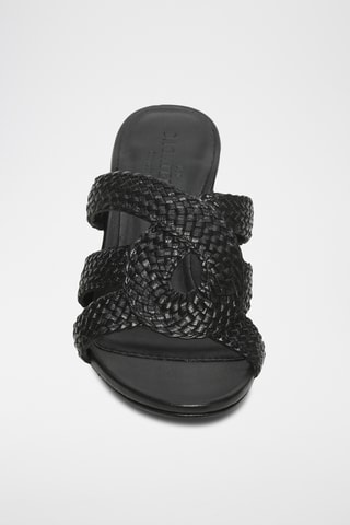 Mules à talons en cuir de chèvre Gurnoor - Noir