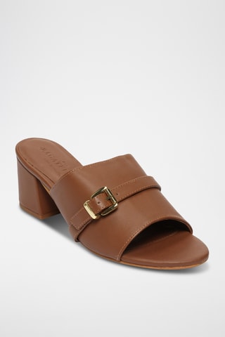 Mules à talons en cuir Xerra - Camel