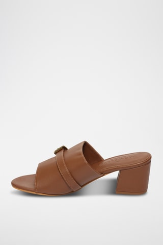 Mules à talons en cuir Xerra - Camel