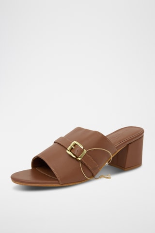 Mules à talons en cuir Xerra - Camel