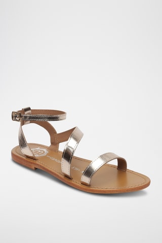 Sandales en cuir Alofi - Beige et doré